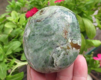 Chrysoprase Palm Stone, Grade A Chrysoprase from Madagascar, Extra Large Palm Stone