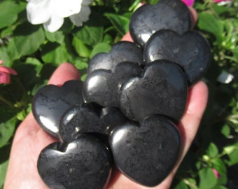 Shungite Pocket Heart, One Carry Stone, Pocket Stone, Palm Stone, Natural Shungite