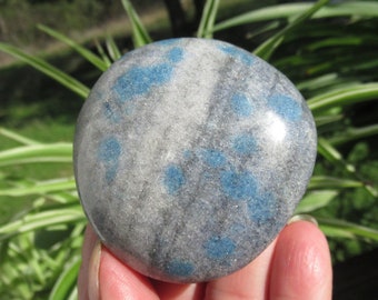 Blue Spinel in Quartz from Madagascar, Blue Spinel Palm Stone