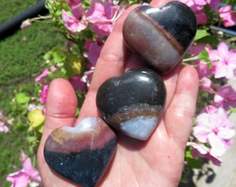 Sardonyx Hearts, Choose One, Natural Sardonyx from India, Heart Shaped Palm or Pocket Stone