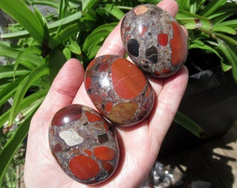 Red Jasper Conglomerate, Pudding Stone, Choose One Palm Stone
