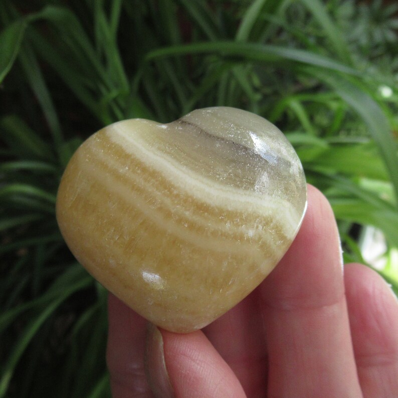 Banded Calcite Puffy Heart, Choose One Zebra Calcite from Mexico Heart A