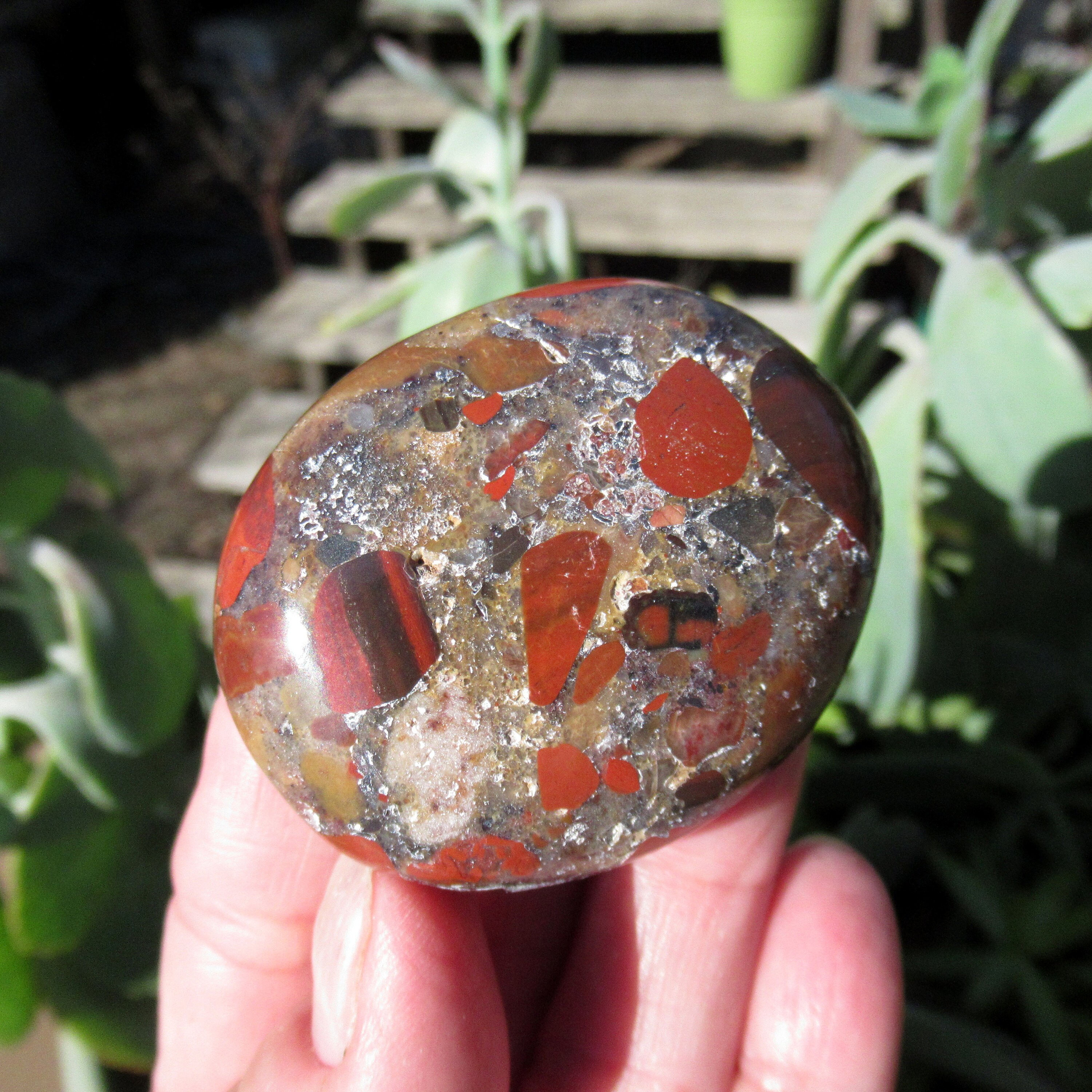 Pudding Stone Red Jasper Conglomerate Palm Stone ITEM Etsy