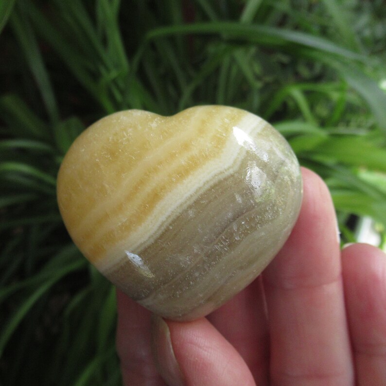 Banded Calcite Puffy Heart, Choose One Zebra Calcite from Mexico Heart B