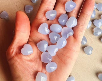 Mini hartje van blauwe chalcedoon: kalmerende zakkristal - helende steen