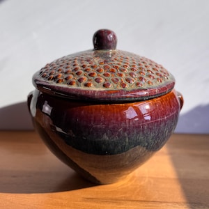 Large Vintage Pottery Bean Pot | Cookie Jar | Earth - Tones Glossy Glaze