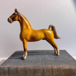 Vintage Metal Horse Figurine | Hollow Cast 1940s Decor | Western Shelf Art | Equestrian Decor