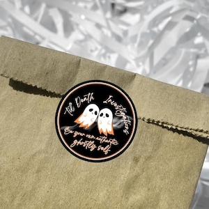 Adesivo brilhante para caça de fantasmas Til Death Investigations, adesivo para equipamento paranormal