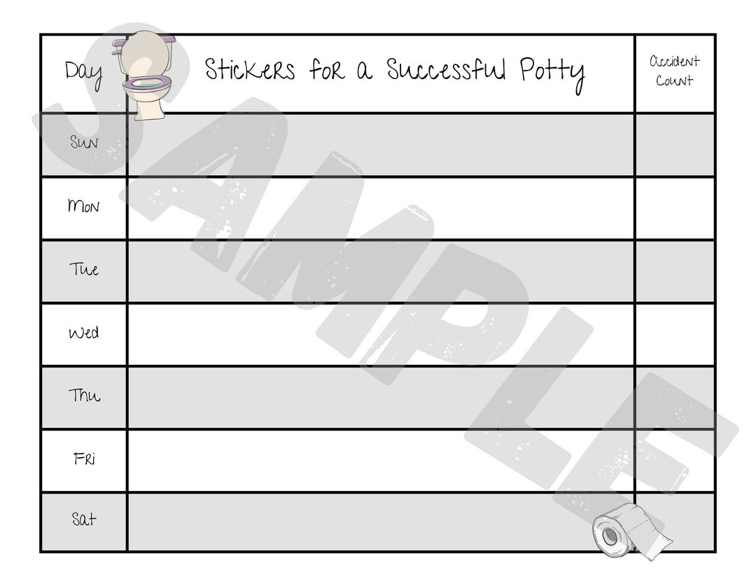 Printable Potty Training Chart Sticker Chart Reward System for Toilet