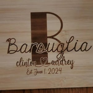 Custom Engraved Wedding Commemorative Bamboo Cutting Board