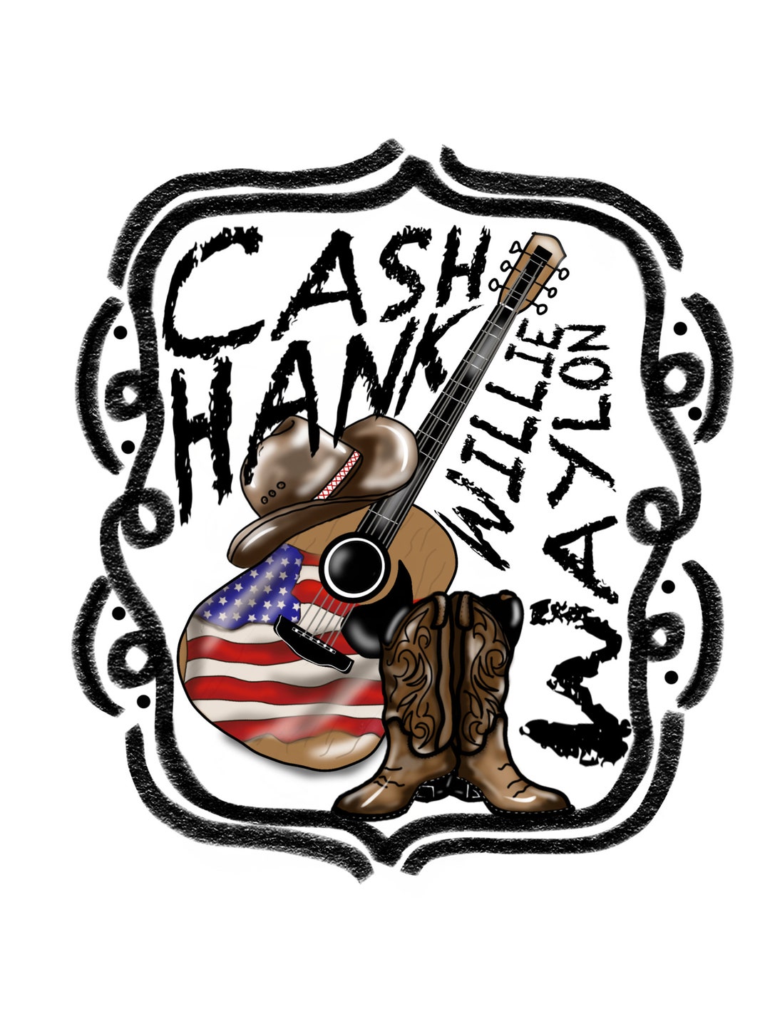 Cash Hank Willie Waylon Sublimation Design PNG FILE Instant Download ...
