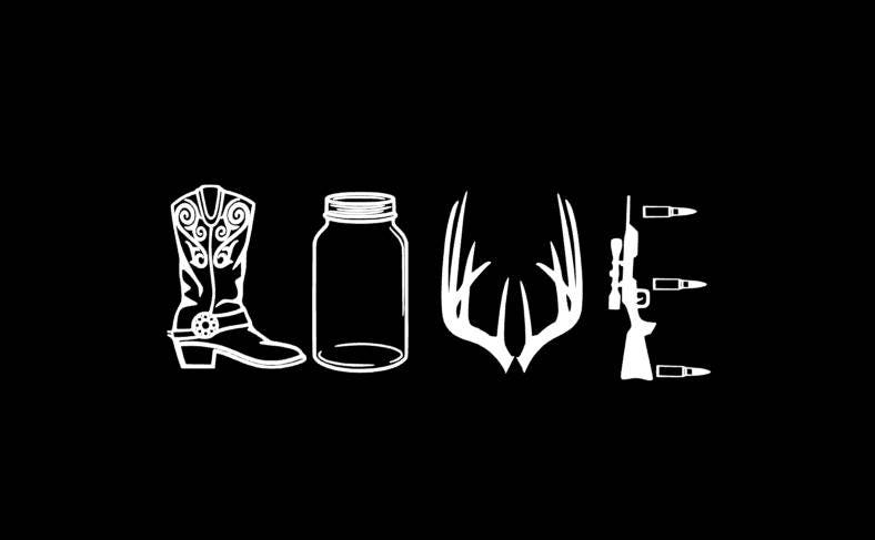 Download Hunting Country LOVE decal boots deer antlers rifle mason ...