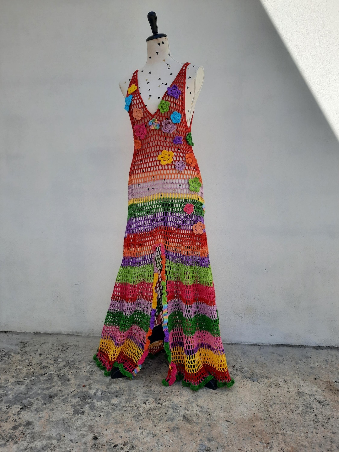 chinese dress ladies ESCVDO Siula Crochet Maxidress Tangerine S