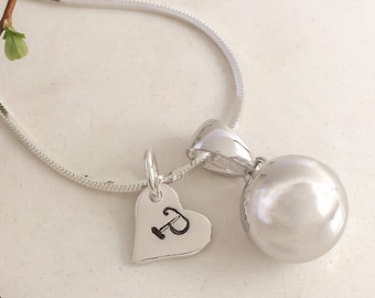 Sterling silver personalized ball necklace, silver ball necklace, minimalist silver necklace, gift for mom from daughter