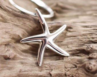 Collar de estrella de mar de plata esterlina minimalista, joyería de inspiración para regalar a novia, collar con colgante de playa para mujer, joyería natural