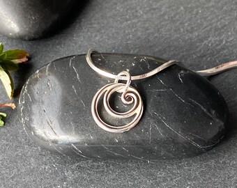 Spiral wave necklace sterling silver, ocean lovers surfer pendant necklace, silver swirl necklace, beach lovers gift