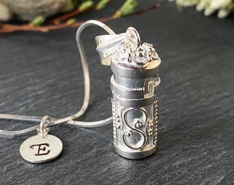 Prayer box sterling silver necklace with personalized charm, monogram keepsake infinity necklace, encouragement gift, stash box necklace