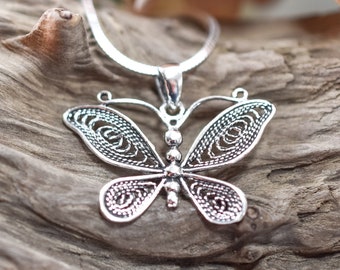 Collar de mariposa de plata esterlina, collar con colgante de naturaleza, regalo para la mejor amiga, regalo inspirador y de aliento.
