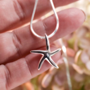 Starfish necklace sterling silver minimalist, inspiration jewelry girlfriend gift, beach pendant necklace women, nature jewelry image 5