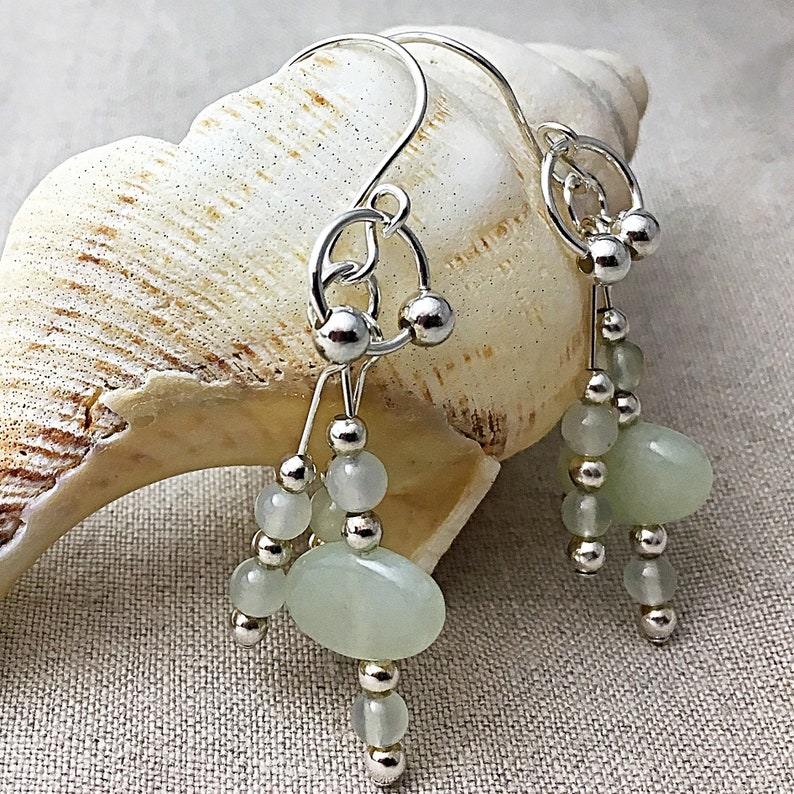 Sterling Silver Jade Dangle Earrings August Birthstone Etsy