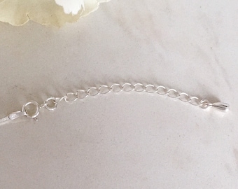 Add on item, 2 or 3 inch sterling silver extender chain, fully adjustable extender chain, removable extender chain
