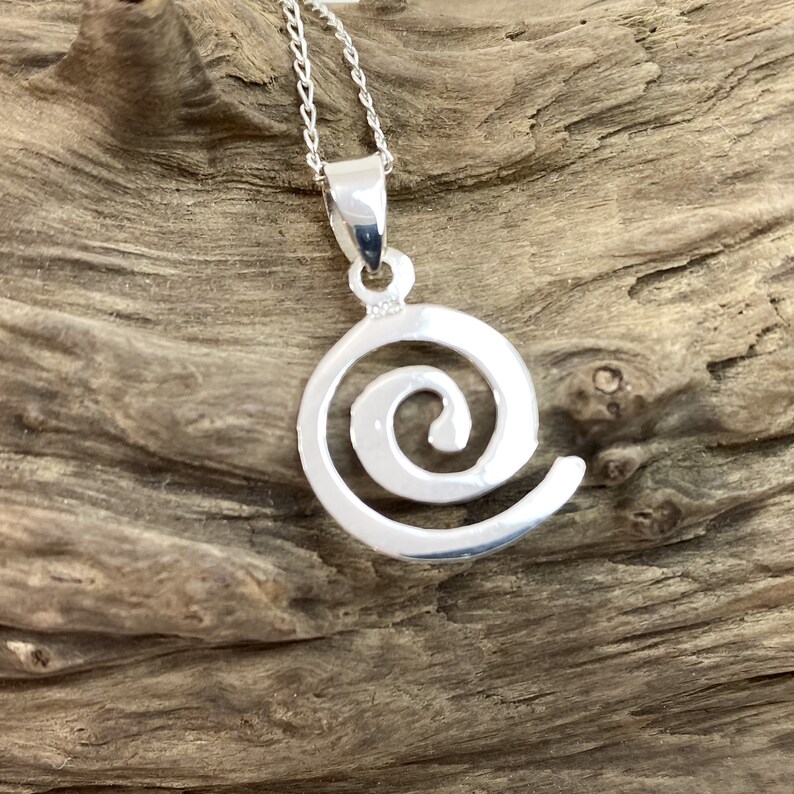 Sterling silver spiral pendant necklace Celtic circle of life | Etsy