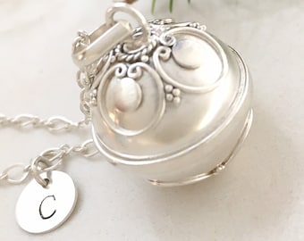 * LARGE Sterling Silver C925 Lucky Wish Ball Harmony Relax Mediate Bell Necklace * LARGE Sterling Silver C925 Lucky Wish Ball Harmony Relax Mediate Bell Necklace
