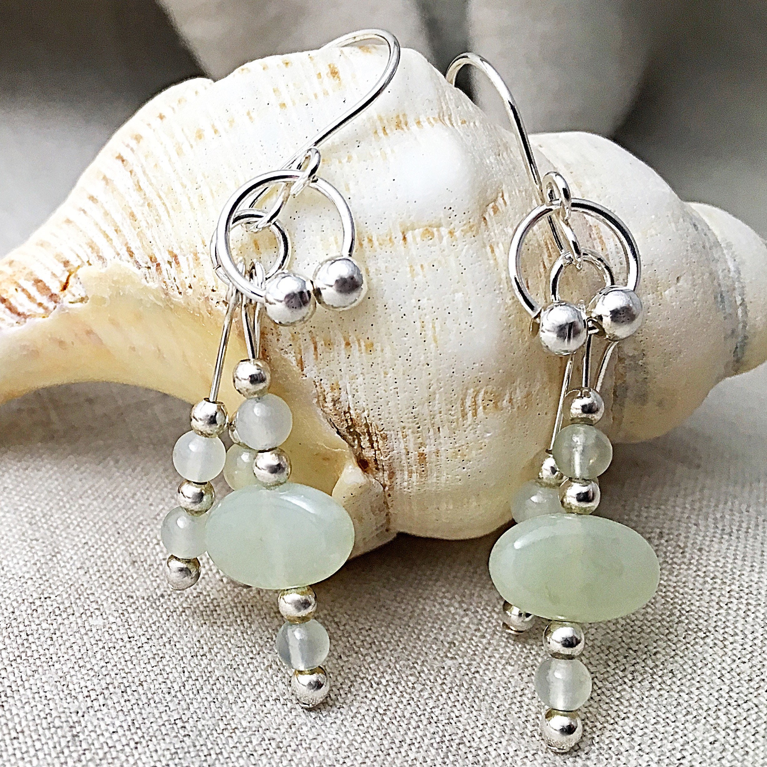Sterling Silver Jade Dangle Earrings August Birthstone Etsy