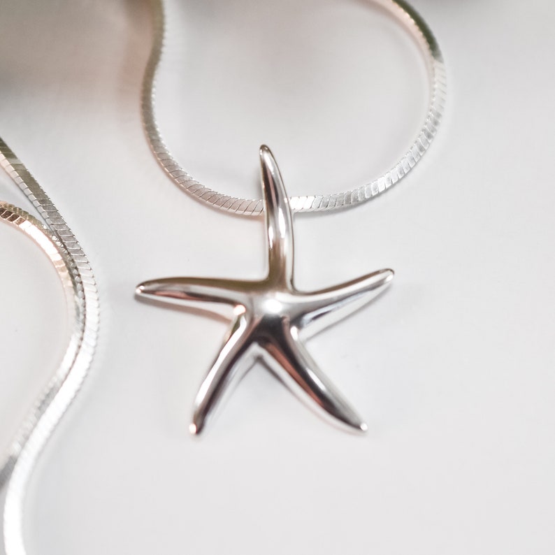 Starfish necklace sterling silver minimalist, inspiration jewelry girlfriend gift, beach pendant necklace women, nature jewelry image 4