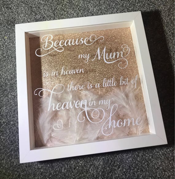 Mum memorial memory feather angel wedding quote box frame picture print silver