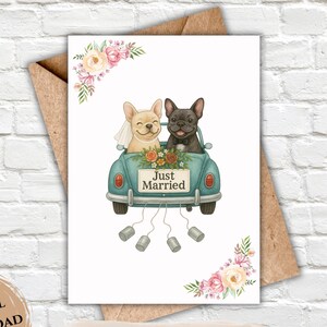Tarjeta de felicitación digital imprimible / Tarjeta de Bulldog Francés Recién Casados / Tarjeta de felicitación de descarga digital / Tarjeta de Bulldog Francés Lindo / Tarjeta de Boda