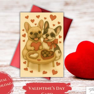 Printable French Bulldog Valentine&#39;s Card | French Bulldog Card | Digital Download Greeting Card | Frenchie Valentine&#39;s Day Card | Love