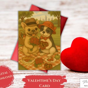 Printable French Bulldog Valentine&#39;s Card | French Bulldog Card | Digital Download Greeting Card | Frenchie Valentine&#39;s Day Card | Love
