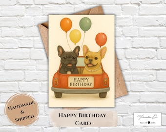 Handmade French Bulldog Birthday Card with Envelope | Happy Birthday Frenchie Card | Premium Quality Greeting Card | Cute Birthday Cards