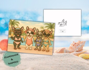 Handmade French Bulldog Bachelorette Card | Team Bride French Bulldog Card | Frenchie Bachelorette Greeting Card | Bride Squad Card
