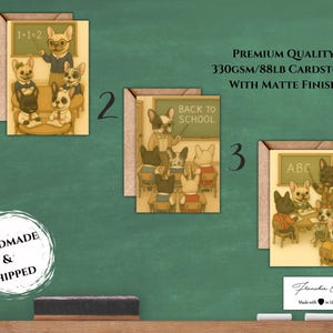 Handmade French Bulldog Graduation Card | French Bulldog Back to School Card | Frenchie Greeting Card | Frenchie First Day School Card