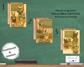 Handmade French Bulldog Graduation Card | French Bulldog Back to School Card | Frenchie Greeting Card | Frenchie First Day School Card