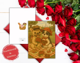 Handmade French Bulldog Valentine Card with Envelope | Frenchie Valentine's Day Card | Frenchie Greeting Card | Love Cards