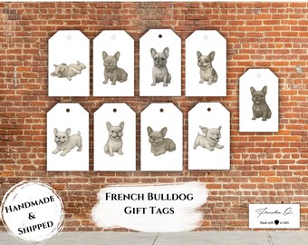 Handmade 9 French Bulldog White Gift Tags | Frenchie Gift Tags | Cute Gift Tags | Puppy Gift Tags | Any occasion gift tags
