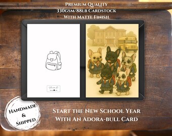 Handmade French Bulldog Graduation Card | French Bulldog Back to School Card | Frenchie Greeting Card | Frenchie First Day School Card
