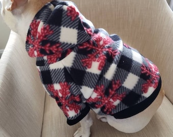 Französische Bulldogge, Französische Bulldogge Kleidung, Französischer Bulldogge Hoodie, Französische Bulldogge Kleid, Hunde Hoodie, Hundebekleidung, Schneeflocke, Weihnachten