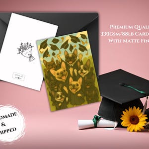 Handmade French Bulldog Graduation Card | French Bulldog Back to School Card | Frenchie Greeting Card | Frenchie First Day School Card