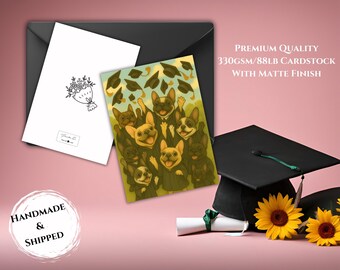 Handmade French Bulldog Graduation Card | French Bulldog Back to School Card | Frenchie Greeting Card | Frenchie First Day School Card
