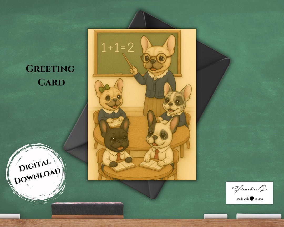 Printable Digital Back to School Card | French Bulldog Cute Card ...