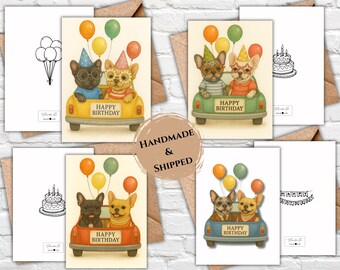 Handmade French Bulldog Birthday Card with Envelope | Happy Birthday Frenchie Card | Premium Quality Greeting Card | Cute Birthday Cards