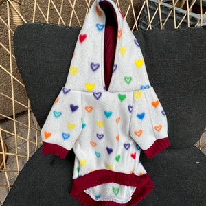 French bulldog, French bulldog clothes, French bulldog hoodie, Rainbow Hearts, Love, Dog Hoodie, Dog Apparel, Dog Clothes, Pet clothing