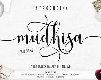 Mudhisa Fonts Download font Swirly Font Script Font Digital download swash font Cricut font calligraphy font wedding font bundle