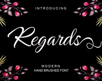 Regards Fonts Download font Swirly Font Script Font Digital download swash font Cricut font calligraphy font wedding font bundle