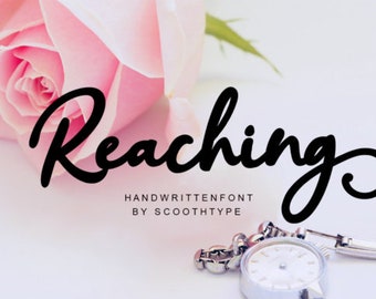 Reaching Script Fonts Download font Swirly Font Script Font Digital download swash font Cricut font calligraphy font wedding font bundle