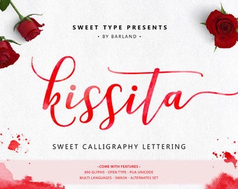 Kissita Fonts Download font Swirly Font Script Font Digital download swash font Cricut font calligraphy font wedding font bundle